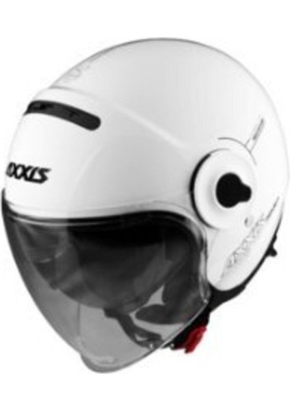 Raven Sv Solid Gloss Pearl White Siyah Vizörlü Yarım Motorsiklet Kaskı