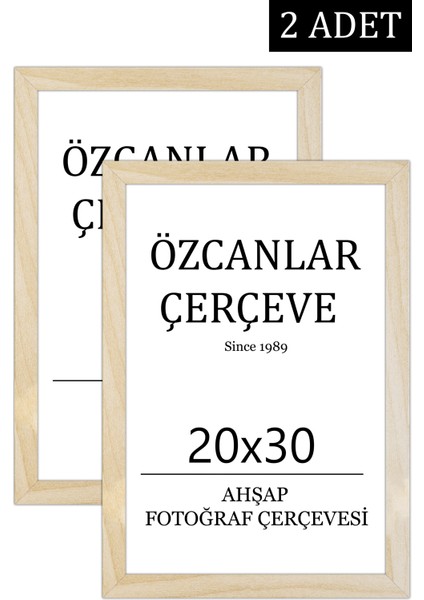 Özcanlar Çerçeve 2 'li  Takım Ahşap Çerçeve  Ahşap Resim Çerçevesi  20X30 Doğal Ahşap Çerçeve Ham Ahşap