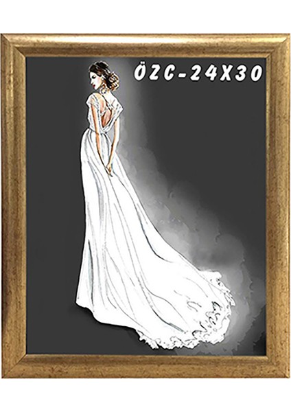 Hediyelik Çerçeve Ev Home Ofis Kişiye Özel Resim Çerçevesi Masaüstü 24X30 Altın