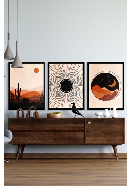 Çerçeveli Tablo Modern Sanatsal Dekorasyon Ev Dekoru Üçlü Çerçeve Abstract