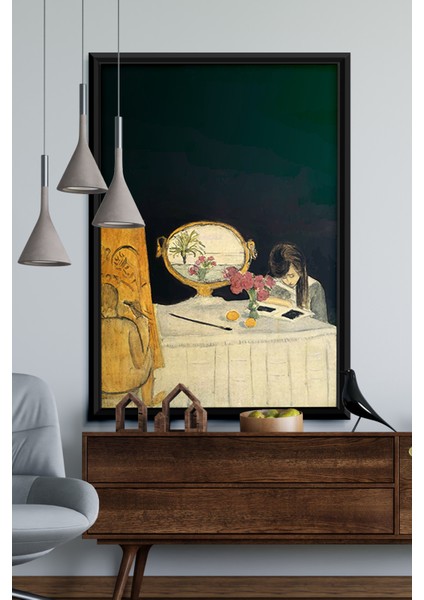 Siyah Çerçeveli Tablo Modern Sanatsal Dekorasyon Ev Dekoru Tekli Çerçeve Kış Manzara ÖZC--103