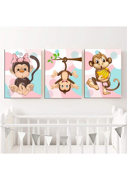 Bebek Odası Çocuk Odası Doğumgünü Parti Pano Tablo Mdf Baskı Dekorasyon Hayvanlar Diyarı Resim Çerçeveli Çocuk Odası 30X40