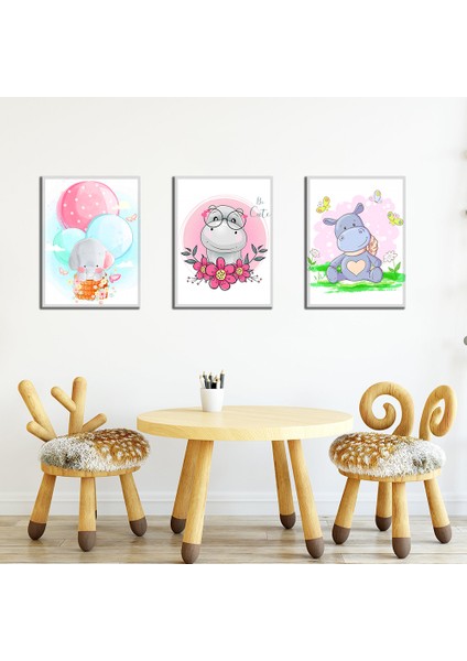 Bebek Odası Çocuk Odası Doğumgünü Parti Pano Tablo Mdf Baskı Dekorasyon Hayvanlar Diyarı Resim Çerçeveli Çocuk Odası 30X40
