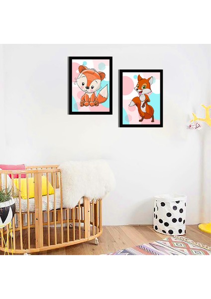 Bebek Odası Çocuk Odası Doğumgünü Parti Pano Tablo Mdf Baskı Dekorasyon Hayvanlar Diyarı Resim Çerçeveli Çocuk Odası 20X30