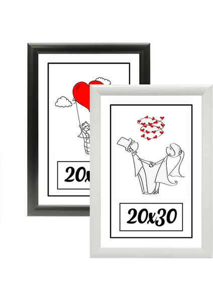 20X30 2'li Fotoğraf Çerçevesi Siyah-Beyaz Modern Ofis Sanat Ev Home Dekoratif Çerçeve