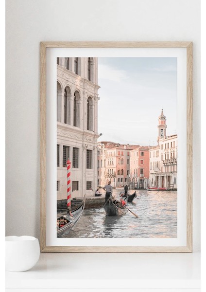 Ahşap Çerçeveli Venedik Temalı Tablo Italyan Poster Ahşap Çerçeve Ham Ahşap Çerçeve 30X40 50X70
