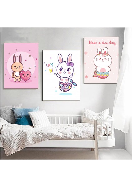 Bebek Odası Çocuk Odası Doğumgünü Parti Pano Tablo Mdf Baskı Dekorasyon Hayvanlar Diyarı Resim Çerçeveli Çocuk Odası 20X30