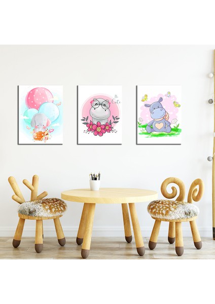 Bebek Odası Çocuk Odası Doğumgünü Parti Pano Tablo Mdf Baskı Dekorasyon Hayvanlar Diyarı Resim Çerçeveli Çocuk Odası 30X40