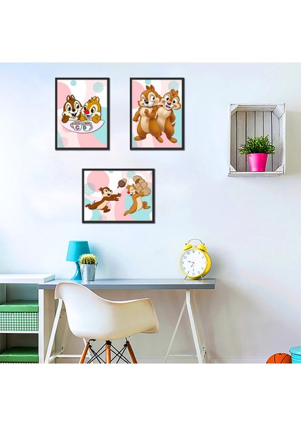 Bebek Odası Çocuk Odası Doğumgünü Parti Pano Tablo Mdf Baskı Dekorasyon Hayvanlar Diyarı Resim Çerçeveli Çocuk Odası 30X40