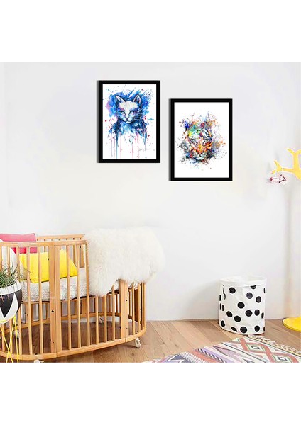 Bebek Odası Çocuk Odası Doğumgünü Parti Pano Tablo Mdf Baskı Dekorasyon Hayvanlar Diyarı Resim Çerçeveli Çocuk Odası 30X40