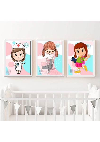 Bebek Odası Çocuk Odası Doğumgünü Parti Pano Tablo Mdf Baskı Dekorasyon Hayvanlar Diyarı Resim Çerçeveli Çocuk Odası 30X40