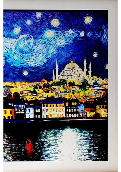 Ahşap Çerçeveli Tablo Çerçeveli Ahşap Dekor Tablo Seti Dekoratif Tablo Van Gogh Istanbul Manzarası fırsatları