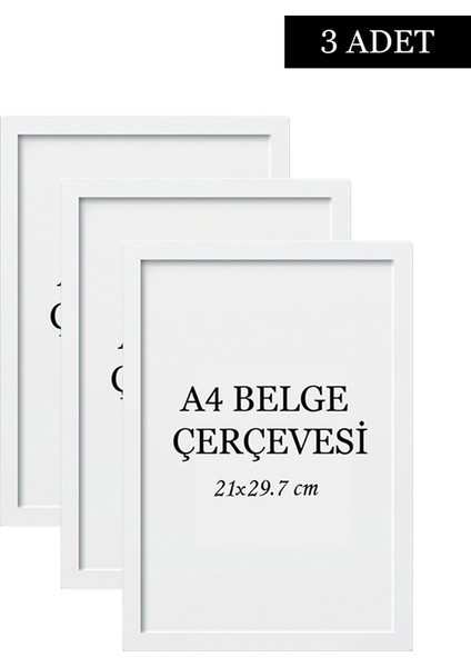 3 Lü Set A4(21X29.7) Diploma Çerçevesi Belge Çerçeveleri Sertifika Çerçevesi