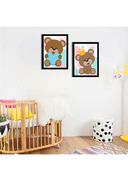 Bebek Odası Çocuk Odası Doğumgünü Parti Pano Tablo Mdf Baskı Dekorasyon Hayvanlar Diyarı Resim Çerçeveli Çocuk Odası 30X40