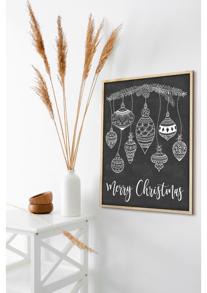 Çerçeveli Yeni Yıl Yılbaşı Noel Ahşap Çerçeve Tekli Çerçeve
