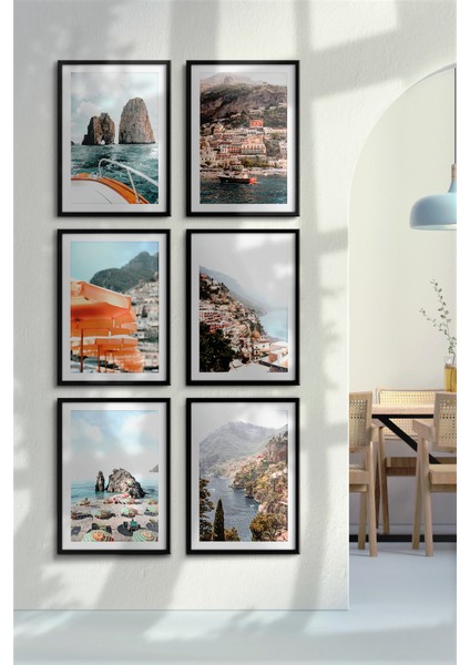 Çerçeveli Tablo Dekorasyon Ev Dekoru Modern Sanat Sahil Baskısı Italya Duvar Sanatı Tatil Holiday