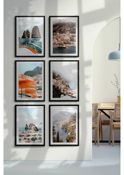 Çerçeveli Tablo Dekorasyon Ev Dekoru Modern Sanat Sahil Baskısı Italya Duvar Sanatı Tatil Holiday