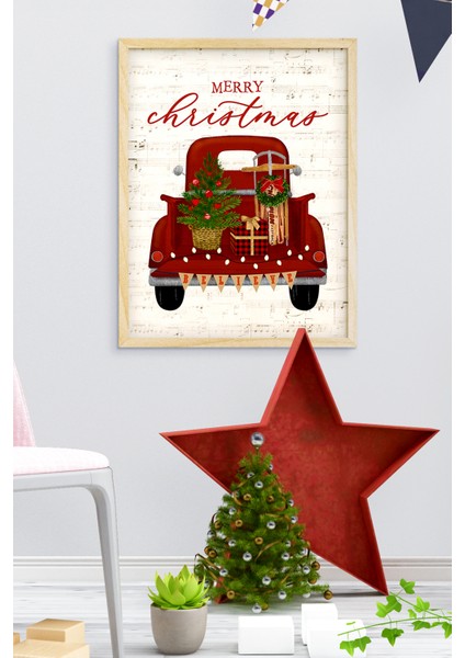 Çerçeveli Ahşap Çerçeve Yılbaşı Noel Tekli Tablo Çerçeveler Dekorasyon Ev Dekoru