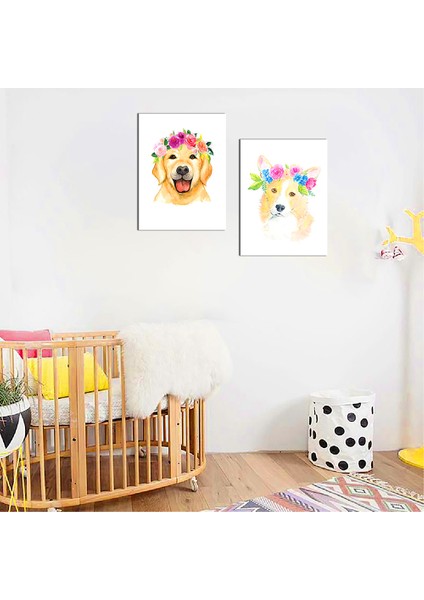 Bebek Odası Çocuk Odası Doğumgünü Parti Pano Tablo Mdf Baskı Dekorasyon Hayvanlar Diyarı Resim Çerçeveli Çocuk Odası 30X40