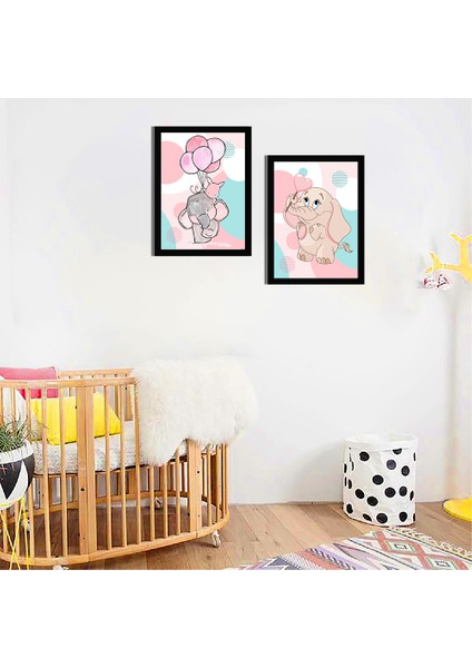 Bebek Odası Çocuk Odası Doğumgünü Parti Pano Tablo Mdf Baskı Dekorasyon Hayvanlar Diyarı Resim Çerçeveli Çocuk Odası 30X40