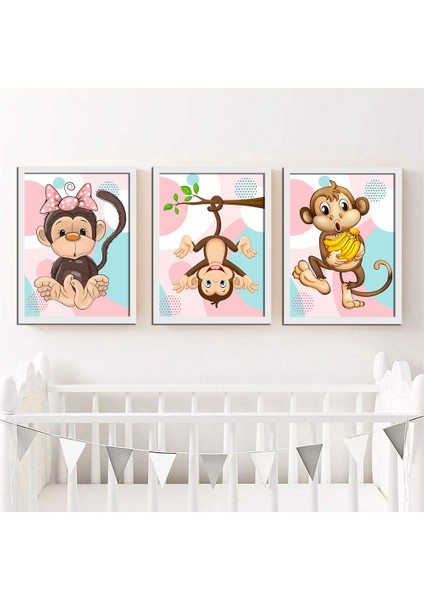 Bebek Odası Çocuk Odası Doğumgünü Parti Pano Tablo Mdf Baskı Dekorasyon Hayvanlar Diyarı Resim Çerçeveli Çocuk Odası 20X30