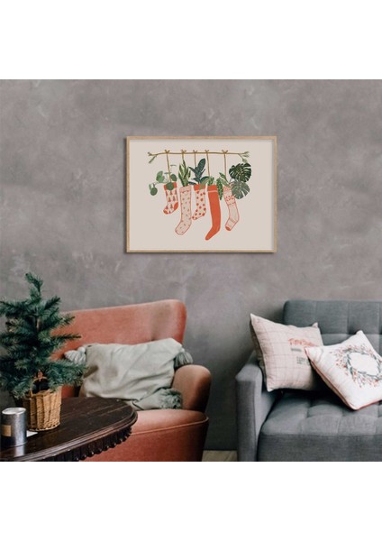 Çerçeveli Yeni Yıl Yılbaşı Noel Ahşap Çerçeve Tekli Çerçeve