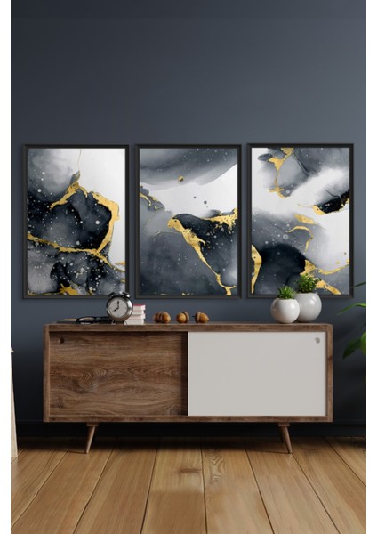 Çerçeveli Tablo Modern Sanatsal Dekorasyon Ev Dekoru Üçlü Çerçeve Abstract