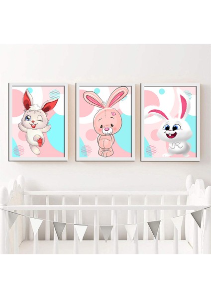 Bebek Odası Çocuk Odası Doğumgünü Parti Pano Tablo Mdf Baskı Dekorasyon Hayvanlar Diyarı Resim Çerçeveli Çocuk Odası 30X40