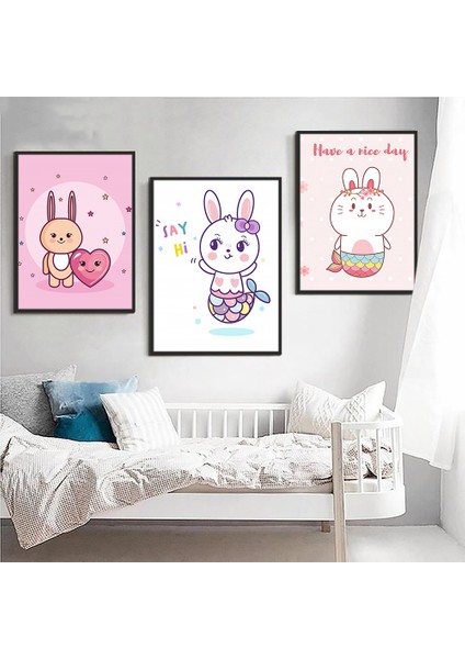 Bebek Odası Çocuk Odası Doğumgünü Parti Pano Tablo Mdf Baskı Dekorasyon Hayvanlar Diyarı Resim Çerçeveli Çocuk Odası 30X40