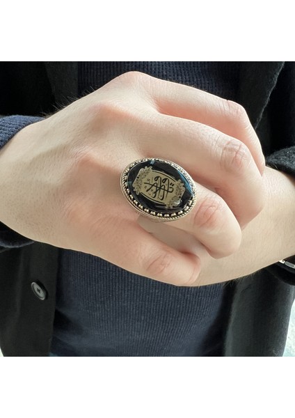 925 Ayar Gümüş Kehribar Taş Üzeri Ya Vedüd Yazılı Erkek Yüzük modelleri