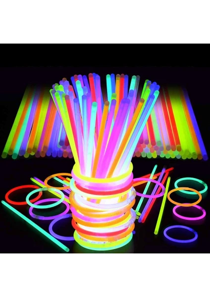 100 Adet Glow Stick Işıklı Fosfor Çubuk Neon Işık Glow Parti Işıkları Neon Işıklı Bileklik Işıklı Neon Kolye Yılbaşı Parti Işıkları