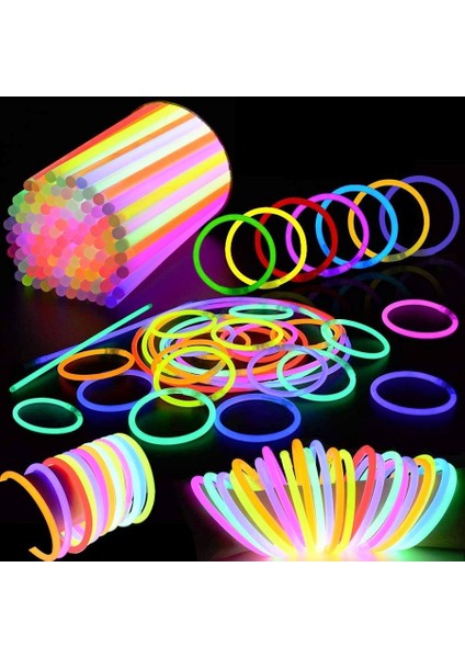 100 Adet Glow Stick Işıklı Fosfor Çubuk Neon Işık Glow Parti Işıkları Neon Işıklı Bileklik Işıklı Neon Kolye Yılbaşı Parti Işıkları