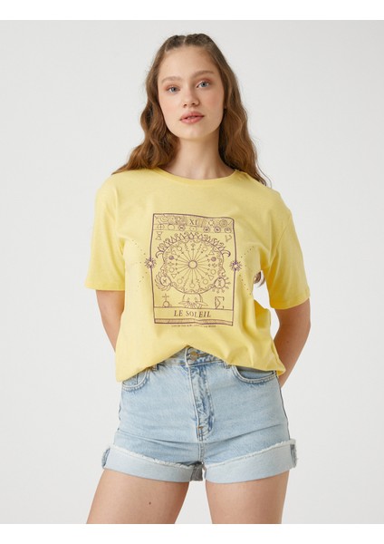 Kısa Kollu Tişört Bisiklet Yaka Baskılı fiyatları