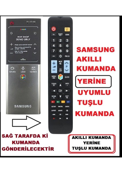 Samsung Tüm Modeller Için Smartled Tv Kumandası - Akıllı Magic Air Sihirli Maus Mouse - Yerine - Tuşlu Muadil Klasik Model Kumandası 1078