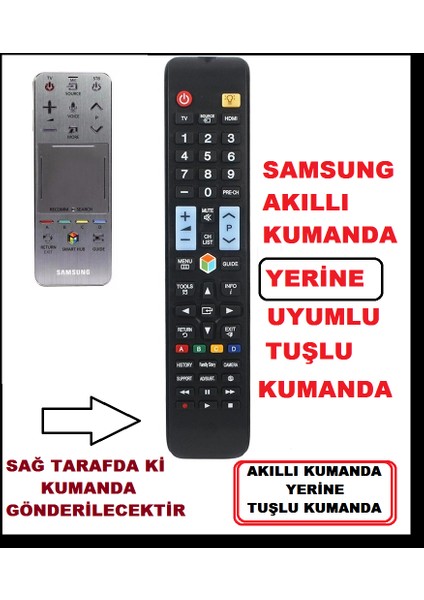 Samsung Tüm Modeller Için Smartled Tv Kumandası - Akıllı Magic Air Sihirli Maus Mouse - Yerine - Tuşlu Muadil Klasik Model Kumandası 1078