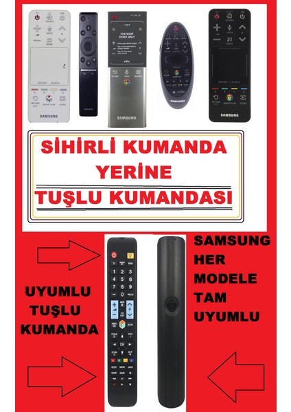 Samsung Tüm Modeller Için Smartled Tv Kumandası - Akıllı Magic Air Sihirli Maus Mouse - Yerine - Tuşlu Muadil Klasik Model Kumandası 1078