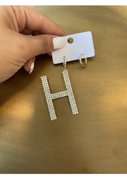 Zirkon Taşlı H Harf Küpe