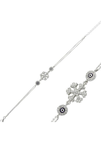 Kar Tanesi Nazar Detay 925 Ayar Gümüş Bileklik