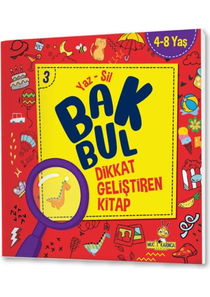 Yayınları Yükselen Zeka Mucit Karınca Bak Bul Dikkat Geliştiren Yaz-Sil Kitap Serisi