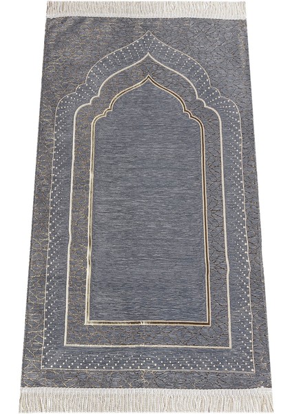 Mihrap Desenli Astarlı Şönil Seccade - Gri