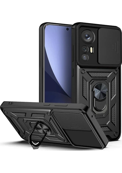 MTK Moveteck Xiaomi Mi 12T ve Mi 12T Pro 200 Mp 6.67INÇ Uyumlu Zırh Kılıf Kamera Korumalı Military Tank Buffer Antidroop Case