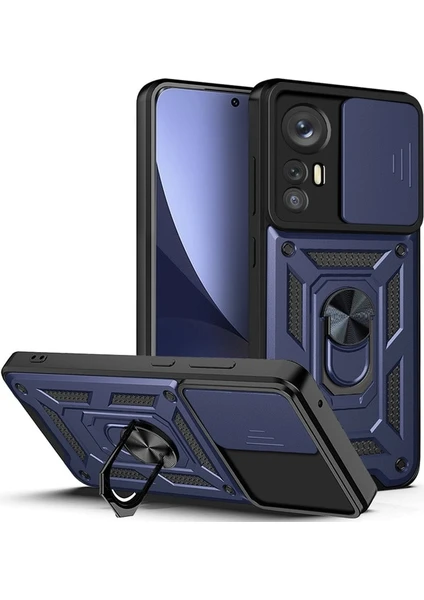 MTK Moveteck Xiaomi Mi 12T ve Mi 12T Pro 200 Mp 6.67INÇ Uyumlu Zırh Kılıf Kamera Korumalı Military Tank Buffer Antidroop Case