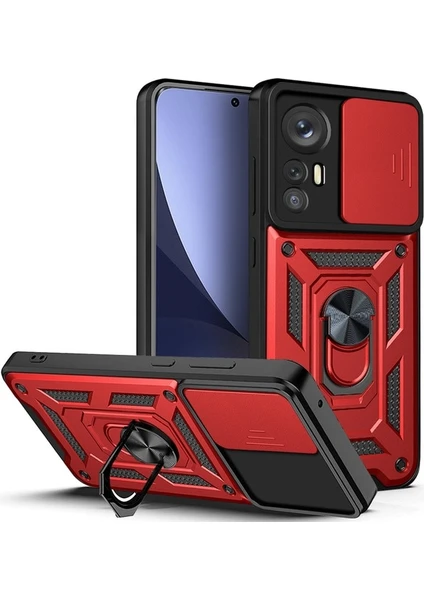 MTK Moveteck Xiaomi Mi 12T ve Mi 12T Pro 200 Mp 6.67INÇ Uyumlu Zırh Kılıf Kamera Korumalı Military Tank Buffer Antidroop Case