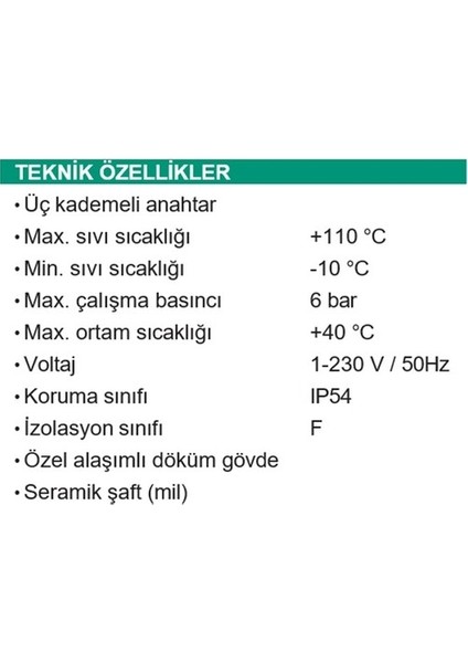 Grs 25/6-130 Sıcak Su Sirkülasyon Pompası Üç Hızlı / Kombi-Kazan-Boyler