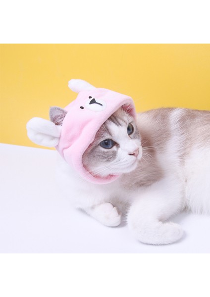 Pembe Ayı Pet Baş Örtüsü Kedi Peluş Şapka 10 x 11 x 35 cm. (Yurt Dışından)