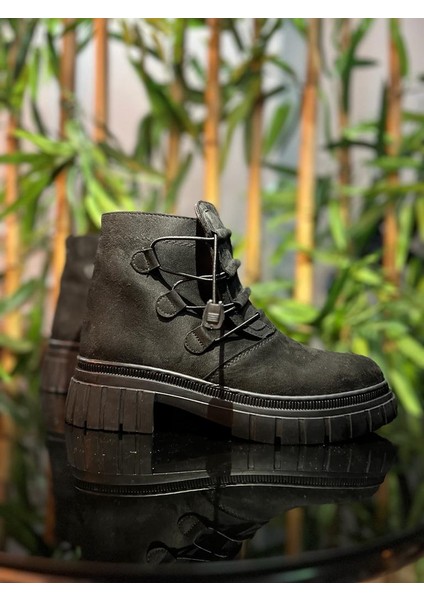 Kadın Bot Kışlık Bot Tırtıklı Bot Yüksek Taban Bot Günlük Bot Kısa Bot Boots Siyah Süet