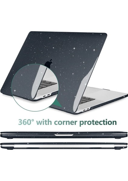 Macbook Pro 13 M2 2022 A2686 Uyumlu Simli Star Parlak Kapak 360° Koruma Kılıf