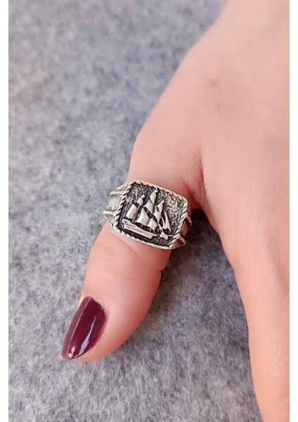 Yelkenli Şekilli Erkek Yüzük Gümüş Kaplama Ayarlanabilir El Yapımı Erkek Yüzük fiyatları