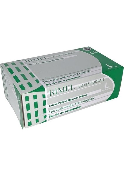 Beyaz Lateks Pudralı Eldiven L Beden 1 Paket