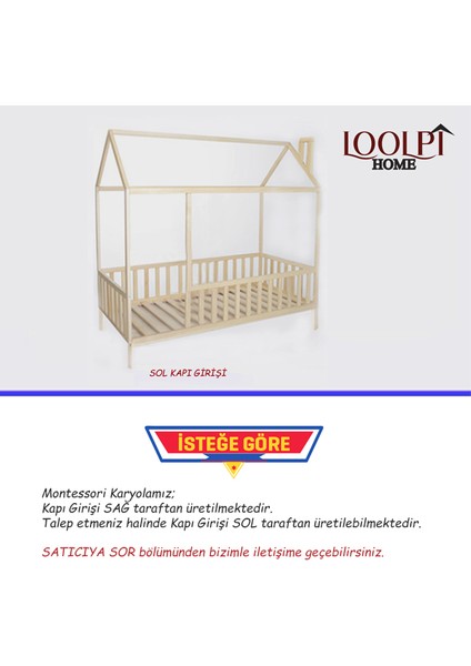 Loolpi Home  Unisex Montessori Ahşap Bebek ve Çocuk Karyolası